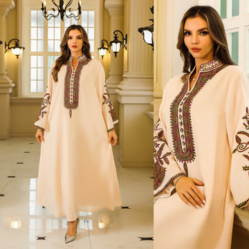 Fashionable Muslim Rope Embroidered Robe – Elegant Women's Islamic Clothing