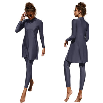 Burkini Muslim Swimwear 2023 – Modest Plain Swimsuit for Women, Islamic Clothing Set, Long Dress, Large Size