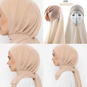 Heavy Chiffon Jersey Hijab for Women, Muslim Fashion Veil, Islamic Headscarf & Scarf