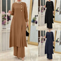 Elegant Two-Piece Muslim Women's Wear – Solid Color Modest Fashion Outfit
