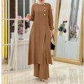 Elegant Two-Piece Muslim Women's Wear – Solid Color Modest Fashion Outfit
