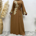Elegant Fashion Lace Beaded Muslim Dress for Women – Modest Islamic Clothing