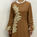 Elegant Fashion Lace Beaded Muslim Dress for Women – Modest Islamic Clothing