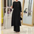 Elegant Two-Piece Muslim Women's Wear – Solid Color Modest Fashion Outfit