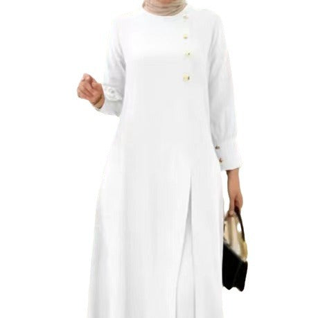 Elegant Two-Piece Muslim Women's Wear – Solid Color Modest Fashion Outfit
