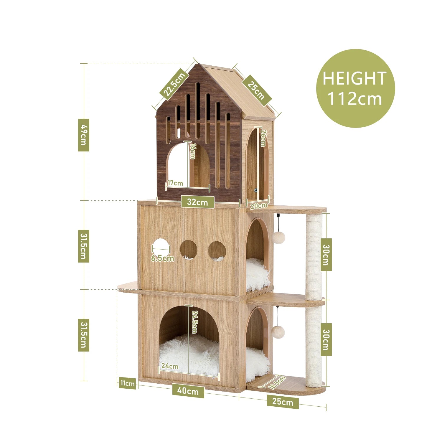 Multi-level cat tree tower with scratching posts and plush condo, space-saving cat furniture, activity stand house for small spaces
