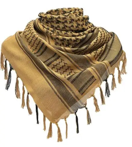 Tactical Hunting Scarf Shemagh Tactical Desert Keffiyeh Head Neck Scarf Arab Wrap with Tassel 43x43 inches