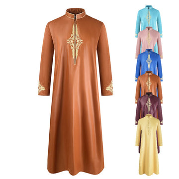 2022 New Solid Color House Robe, Vintage Loose-Fit Islamic Clothing, Dubai Turkey Indian Fashion.