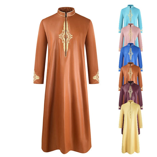 2022 New Solid Color House Robe, Vintage Loose-Fit Islamic Clothing, Dubai Turkey Indian Fashion.