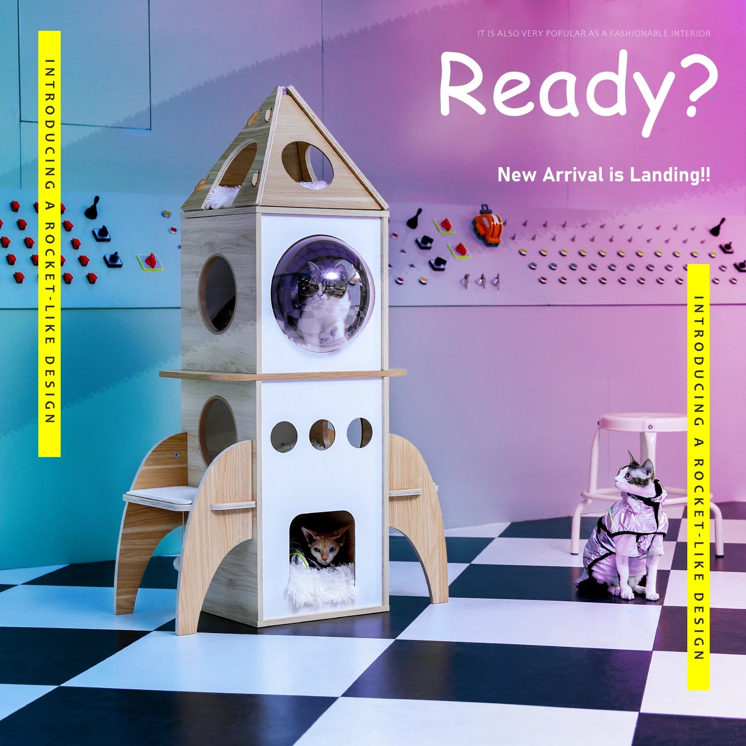 Multi-level cat tree tower with scratching posts and plush condo, space-saving cat furniture, activity stand house for small spaces