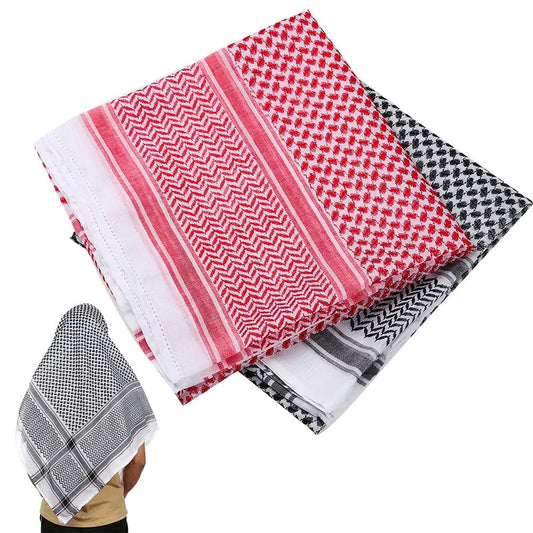 Islamic Traditional Plaid Shemagh Scarf – Arab Kafiya Keffiyeh, Palestine Bandana, Muslim Turban Hijab for Men & Women
