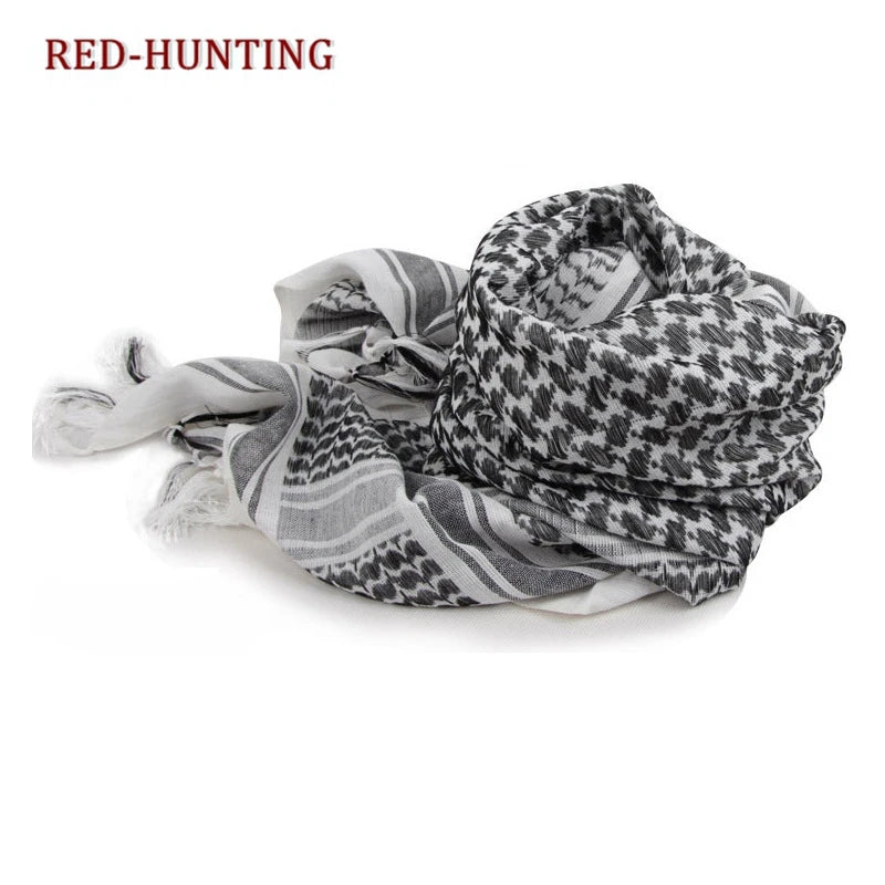 Tactical Hunting Scarf Shemagh Tactical Desert Keffiyeh Head Neck Scarf Arab Wrap with Tassel 43x43 inches