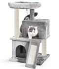 Multi-level cat tree tower with scratching posts and plush condo, space-saving cat furniture, activity stand house for small spaces