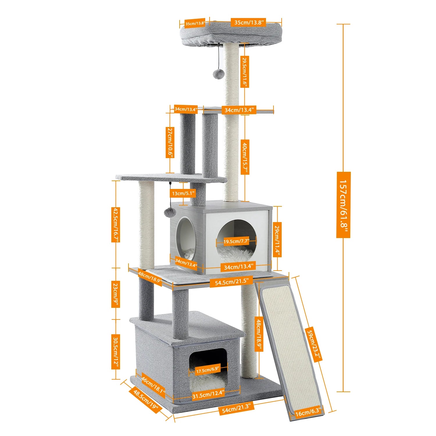 Multi-level cat tree tower with scratching posts and plush condo, space-saving cat furniture, activity stand house for small spaces