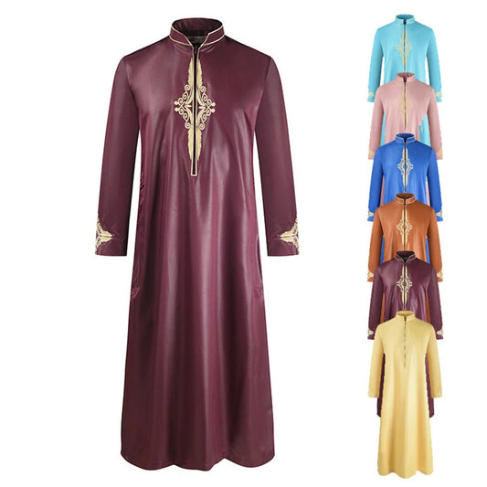 2022 New Solid Color House Robe, Vintage Loose-Fit Islamic Clothing, Dubai Turkey Indian Fashion.