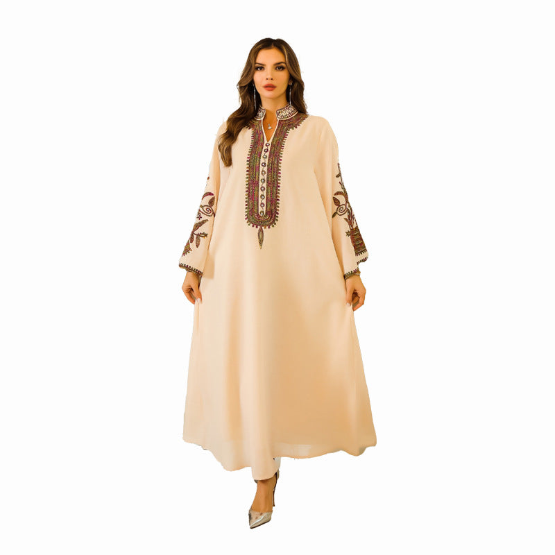 Fashionable Muslim Rope Embroidered Robe – Elegant Women's Islamic Clothing