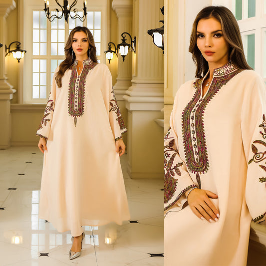 Fashionable Muslim Rope Embroidered Robe – Elegant Women's Islamic Clothing