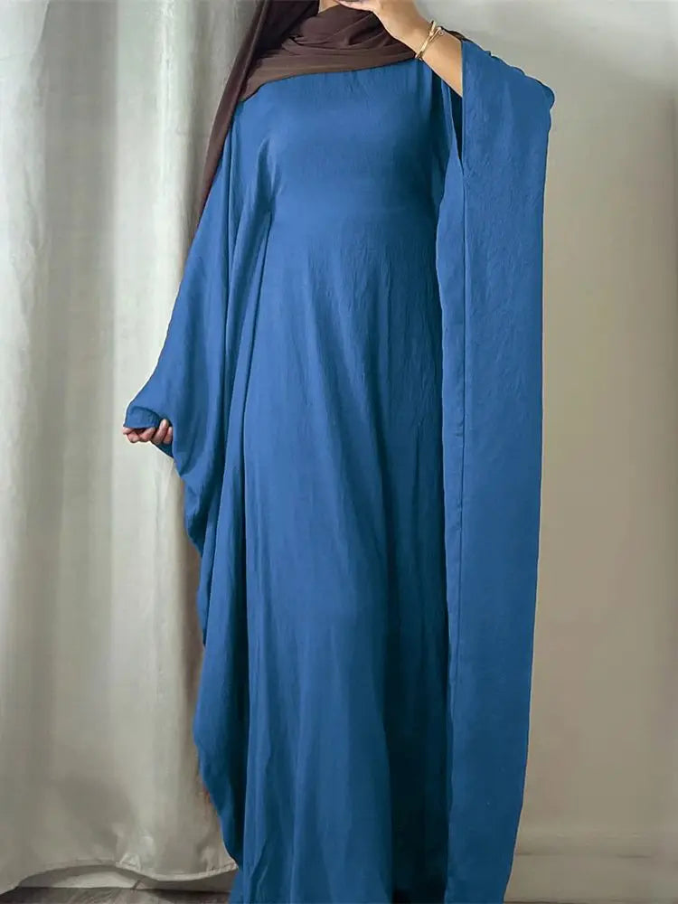 Linen Batwing Abaya – Modest Islamic Dress, Loose-Fit Kaftan, Elegant Muslim Wear for Women