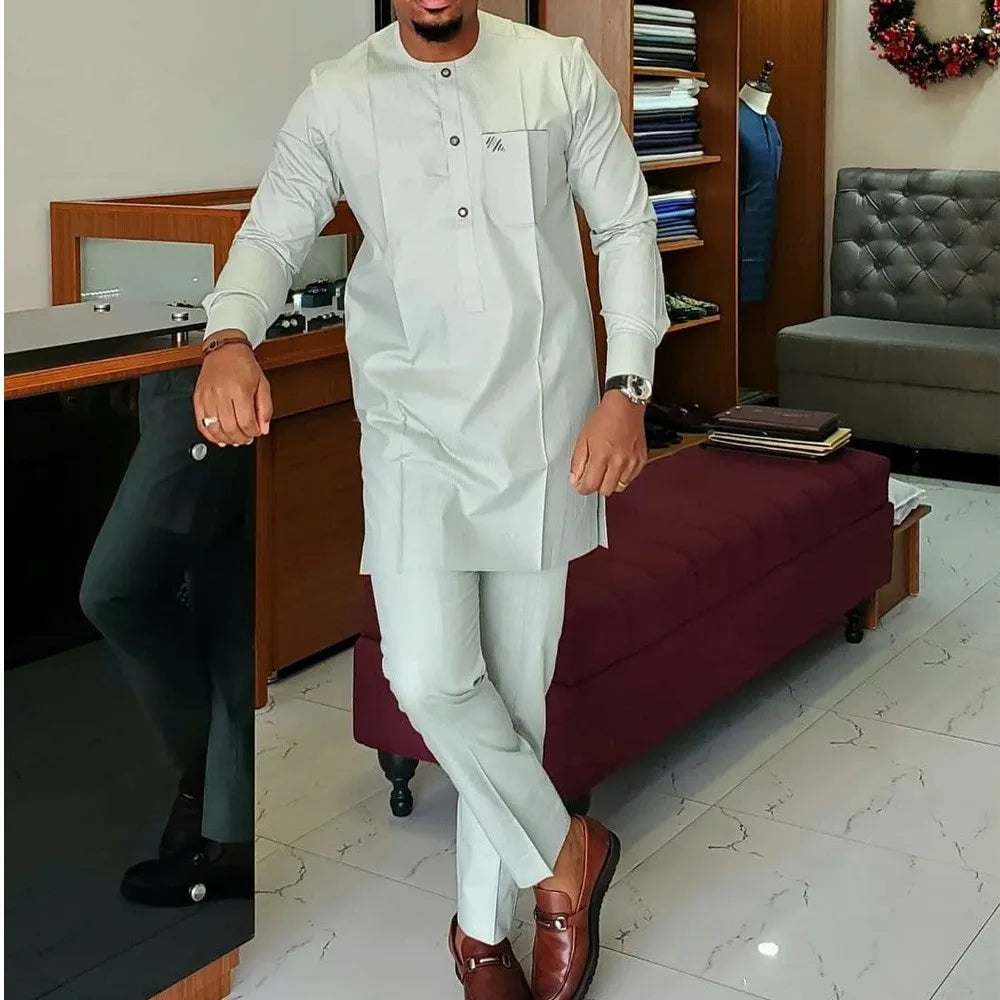 Men's African Traditional Suit – Elegant Dashiki Outfit, Cultural Attire, Formal & Casual Wear