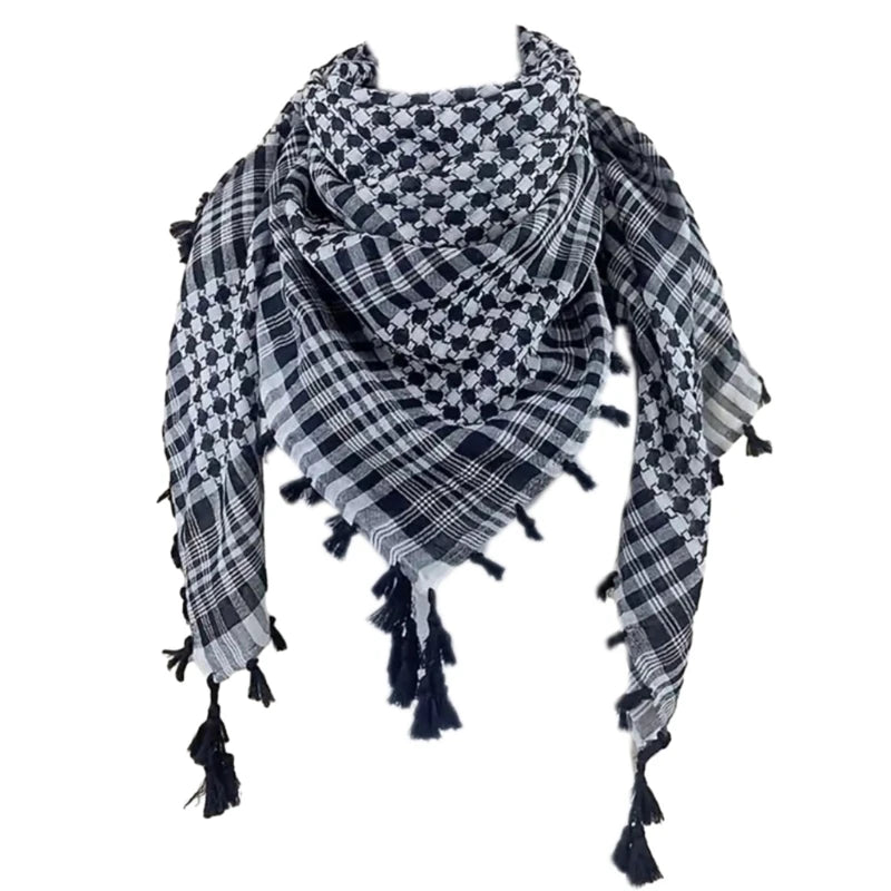 Arab Shemagh Keffiyeh Scarf – Palestinian Shawl Wrap for Men & Women, Traditional Tactical Headscarf
