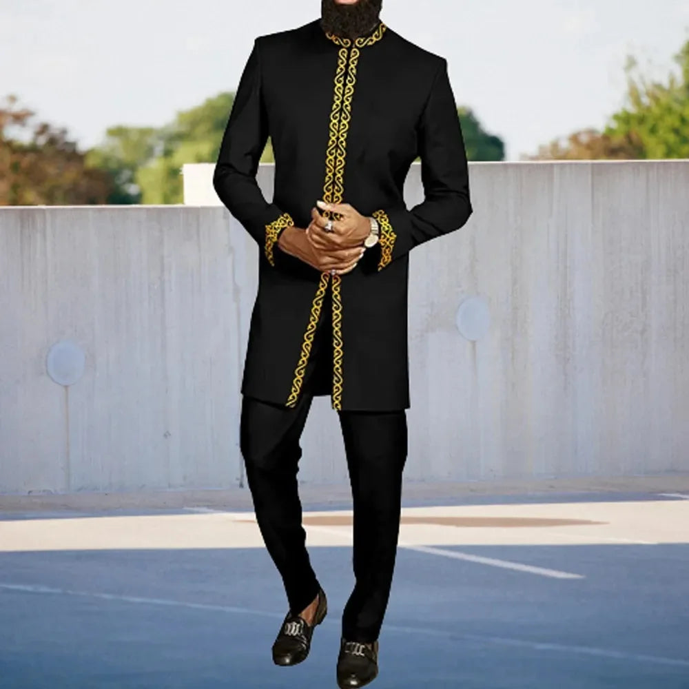 Men's Kaftan Suit – Traditional African and Middle Eastern Long Robe Outfit, Elegant and Comfortable Formal Wear
