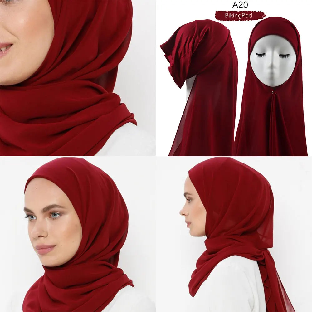 Heavy Chiffon Jersey Hijab for Women, Muslim Fashion Veil, Islamic Headscarf & Scarf