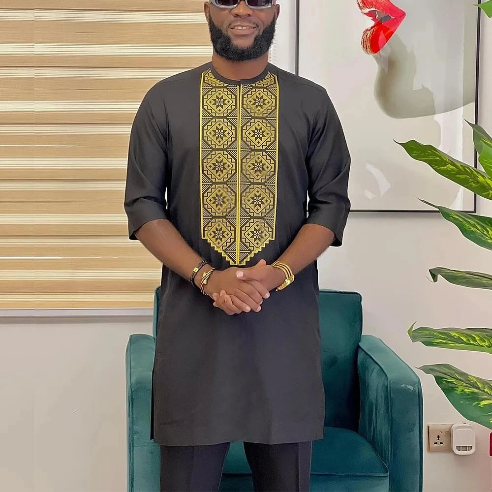 Men's African Traditional Suit – Elegant Dashiki Outfit, Cultural Attire, Formal & Casual Wear