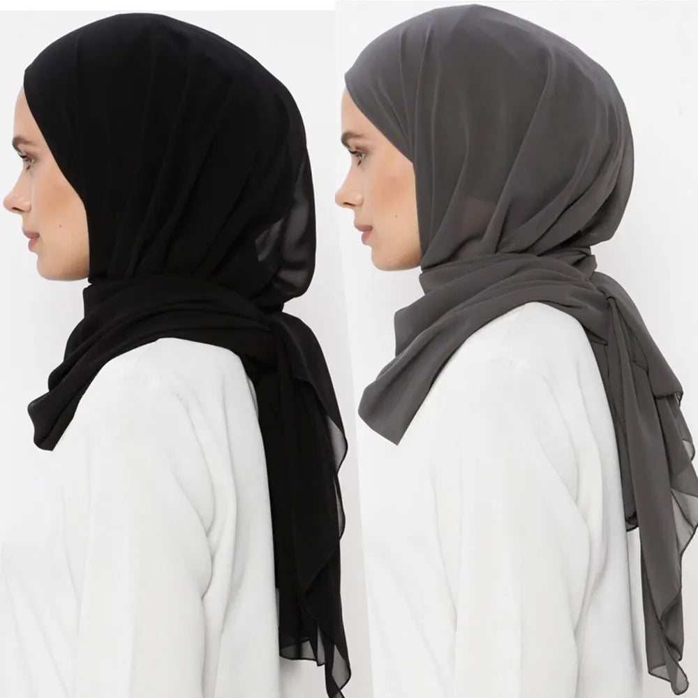 Heavy Chiffon Jersey Hijab for Women, Muslim Fashion Veil, Islamic Headscarf & Scarf