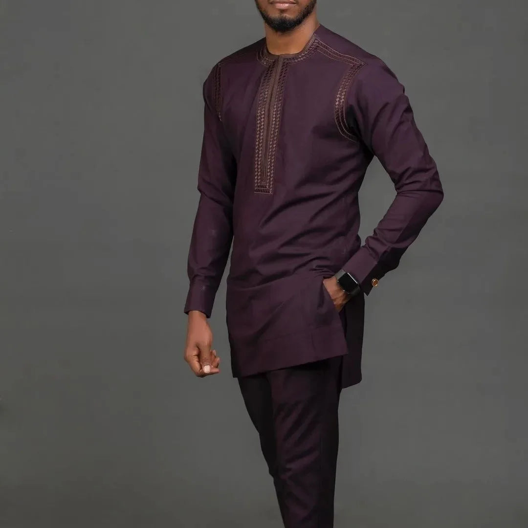 Men's Kaftan Suit – Traditional African and Middle Eastern Long Robe Outfit, Elegant and Comfortable Formal Wear