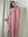 Linen Batwing Abaya – Modest Islamic Dress, Loose-Fit Kaftan, Elegant Muslim Wear for Women