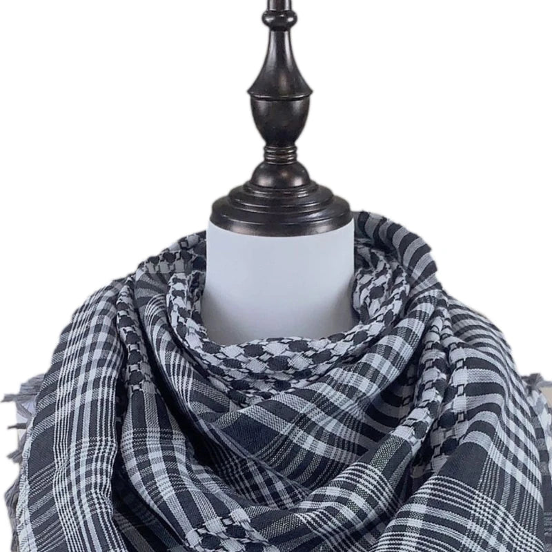 Arab Shemagh Keffiyeh Scarf – Palestinian Shawl Wrap for Men & Women, Traditional Tactical Headscarf