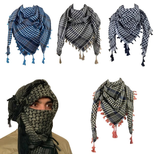 Arab Shemagh Keffiyeh Scarf – Palestinian Shawl Wrap for Men & Women, Traditional Tactical Headscarf