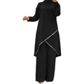 New Muslim Long Sleeve Blouse Abaya Suits with Sequins, 2PCS Islamic Clothing, Fashionable Urban Tracksuit