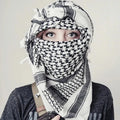 Classic Plaid Print Hijab Scarf - Black & White Shemagh with Pompom Tassels, Muslim Headscarf, Women’s Arab Keffiyeh