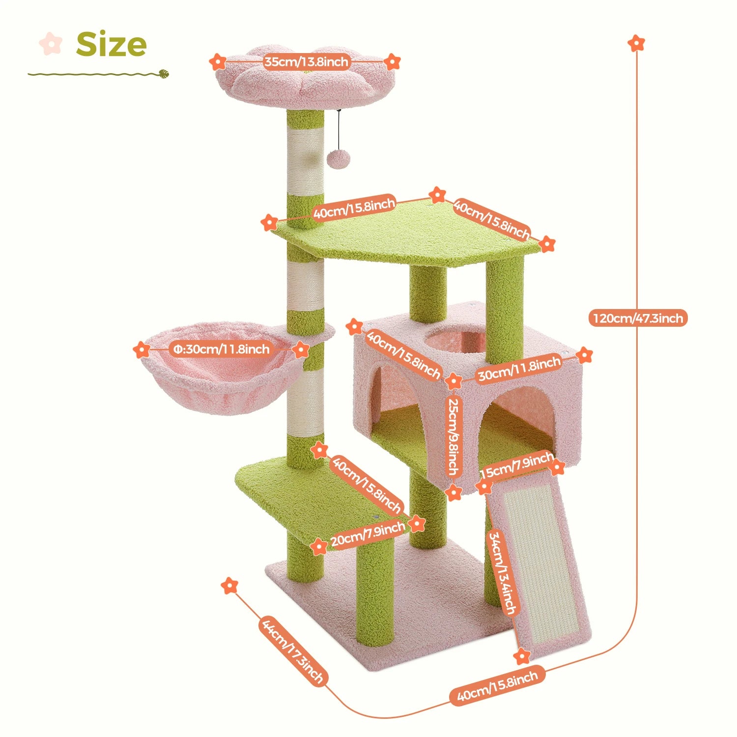 Flower Cat Tree – Multi-Level Cat Tower with Sisal Scratching Posts, Cute Cat Condo for Small & Medium Indoor Cats with Top Perch