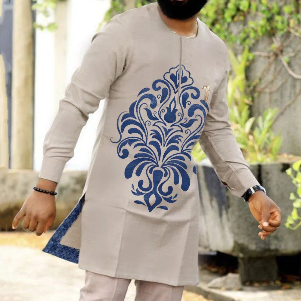 Men's Kaftan Suit – Traditional African and Middle Eastern Long Robe Outfit, Elegant and Comfortable Formal Wear