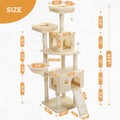 Large multi-layer cat tree tower with scratching posts, hammocks, and cozy condo for indoor cats