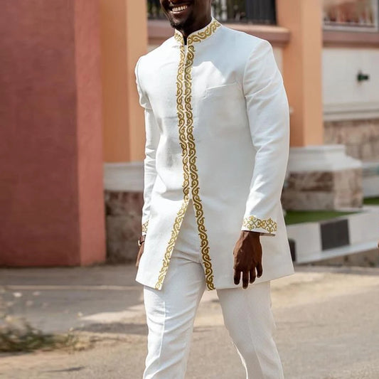 Men's Kaftan Suit – Traditional African and Middle Eastern Long Robe Outfit, Elegant and Comfortable Formal Wear