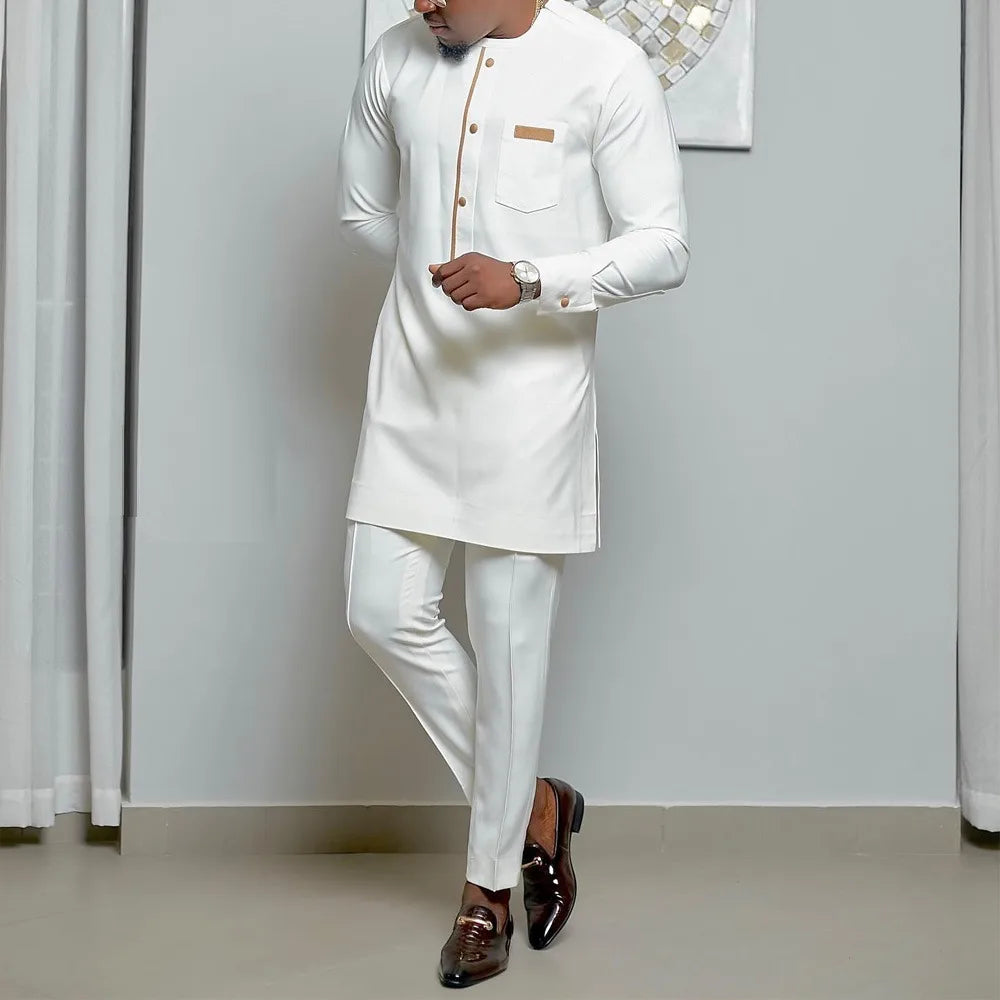 Men's Kaftan Suit – Traditional African and Middle Eastern Long Robe Outfit, Elegant and Comfortable Formal Wear