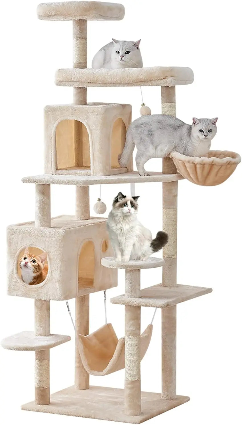New 2023 Multi-Level Cat Tree – 71.6-Inch Tall Cat Tower for Indoor Cats with Scratching Posts & Cozy Condo Furniture