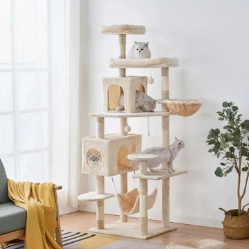 New 2023 Multi-Level Cat Tree – 71.6-Inch Tall Cat Tower for Indoor Cats with Scratching Posts & Cozy Condo Furniture