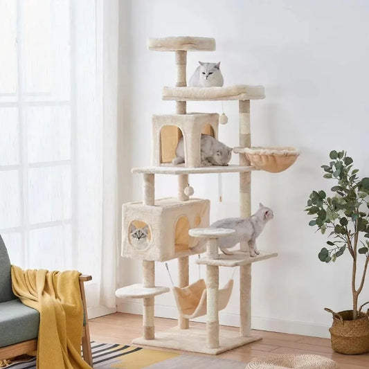 New 2023 Multi-Level Cat Tree – 71.6-Inch Tall Cat Tower for Indoor Cats with Scratching Posts & Cozy Condo Furniture