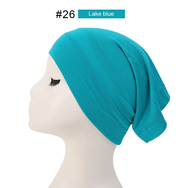 2023 Soft Solid Color Inner Hijab Cap – Muslim Stretch Turban Underscarf, Islamic Fashion Headscarf for Women
