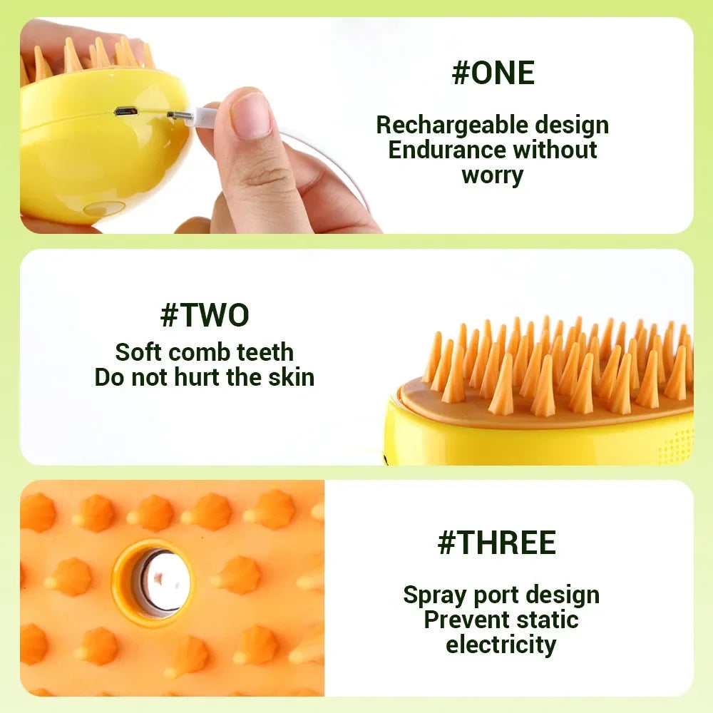 Steam Pet Grooming Brush for Dogs and Cats, Shedding & Deep Cleaning Tool