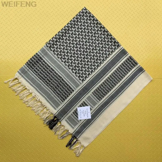 Tactical Arab Keffiyeh Shemagh Scarf - Cotton Winter Shawl, Neck Warmer, Windproof Head Wrap for Hiking & Camping - Men & Women