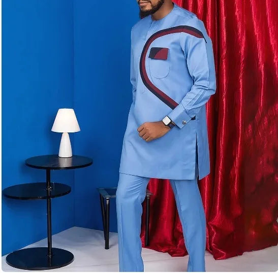 Men's Kaftan Suit – Traditional African and Middle Eastern Long Robe Outfit, Elegant and Comfortable Formal Wear