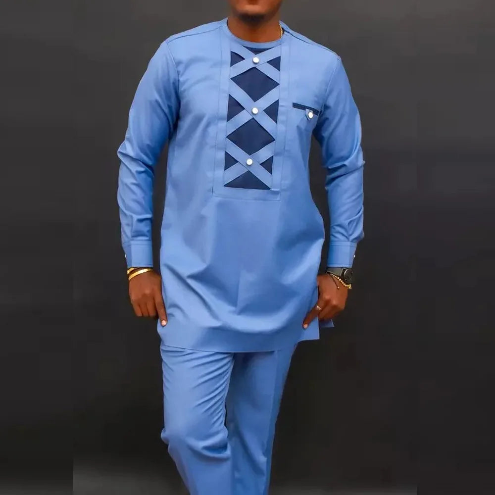 Men's Kaftan Suit – Traditional African and Middle Eastern Long Robe Outfit, Elegant and Comfortable Formal Wear