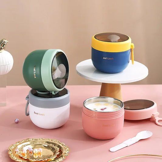 Stainless steel soup cups, thermal lunch box food thermos container with spoon, insulated bento lunch box for school and office use