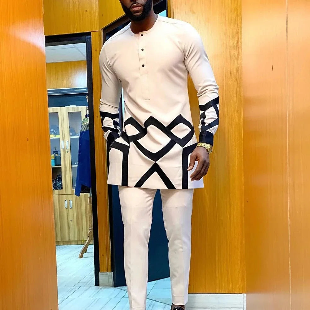 Men's Kaftan Suit – Traditional African and Middle Eastern Long Robe Outfit, Elegant and Comfortable Formal Wear