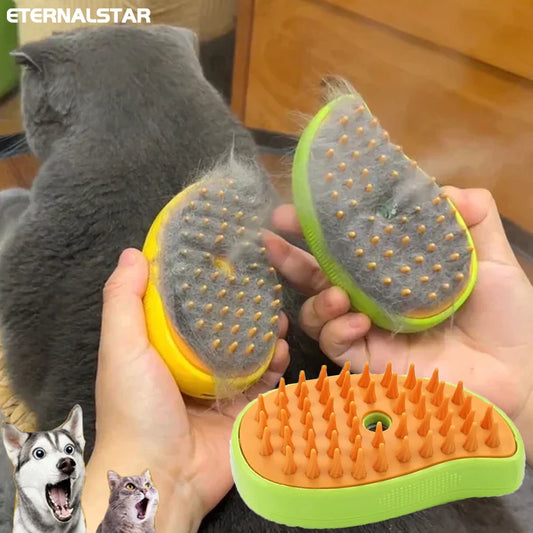 Steam Pet Grooming Brush for Dogs and Cats, Shedding & Deep Cleaning Tool